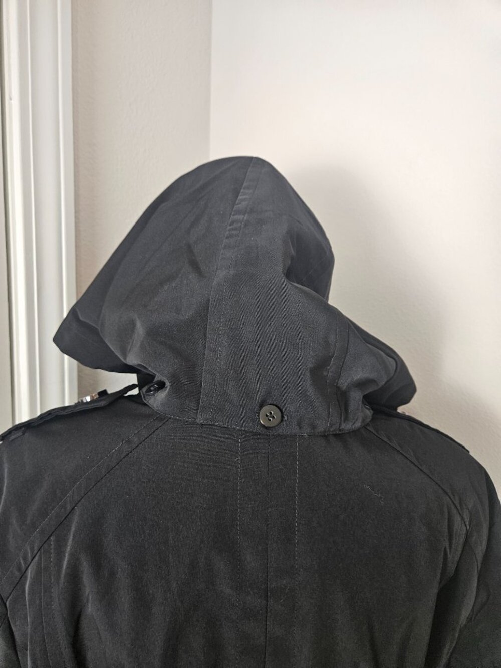 LONDON FOG DOUBLE BREASTED HOODED TRENCH COAT BLACK WOMEN'S SIZE XL - Picture 9 of 13
